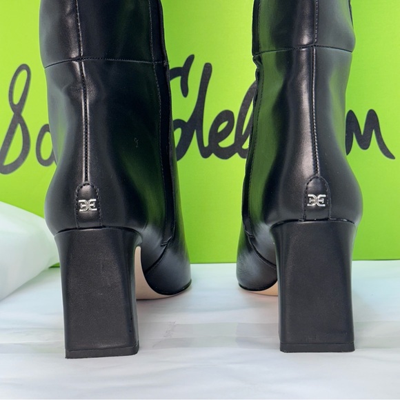 Sam Edelman Sylvia Boot in Black leather knee high heeled pointed toe - Picture 6 of 10